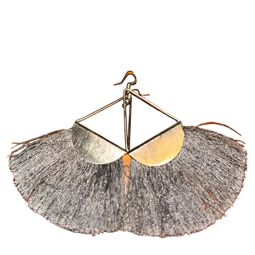 Silver tassel earring